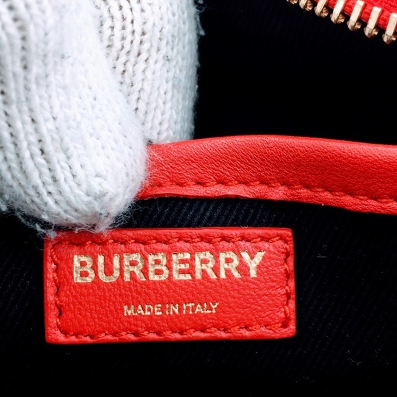 Burberry Lola Bag Bright Red Leather Quilted Check Gold Chain Strap Small - Picture 11 of 16